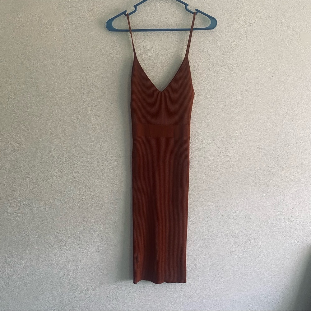 Forever 21 rust colored ribbed midi dress